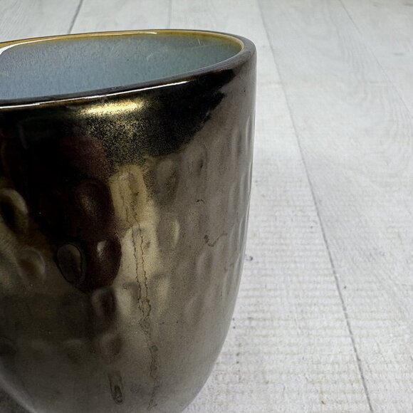 Food Network ANGELICA Light Blue Bronze Metallic 16oz Stoneware Cups Mugs Set 3 - Picture 13 of 16